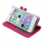 Wholesale iPhone 5 5S square Flip Leather Wallet Case with Stand (Pink)